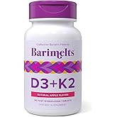 BariMelts Vitamin D3 K2-90 Fast-Dissolving Tablets (3-Month Supply) - Bariatric Vitamins for Women with Vitamin D3 5000 IU and K2 as MK-7, Natural Apple Flavor