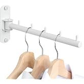 Mooche Swing Clothes Hanger Rack, Garment Racks 9.45" Long, White | 180&deg;Rotation Laundry Drying Rack 304 Stainless Steel Space Saving Wall Mounted for Laundry Room Bedroom Balcony