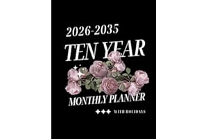 2026-2035 Ten Year Monthly Planner: Floral 10 Year Calendar Organizer Two Pages Per Month From January 2026 To December 2035 