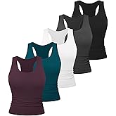 Dalavch 5 Pack Women's Workout Racerback Tank Tops Crop Spandex Yoga Athletic Running Gym Sports Tops for Women