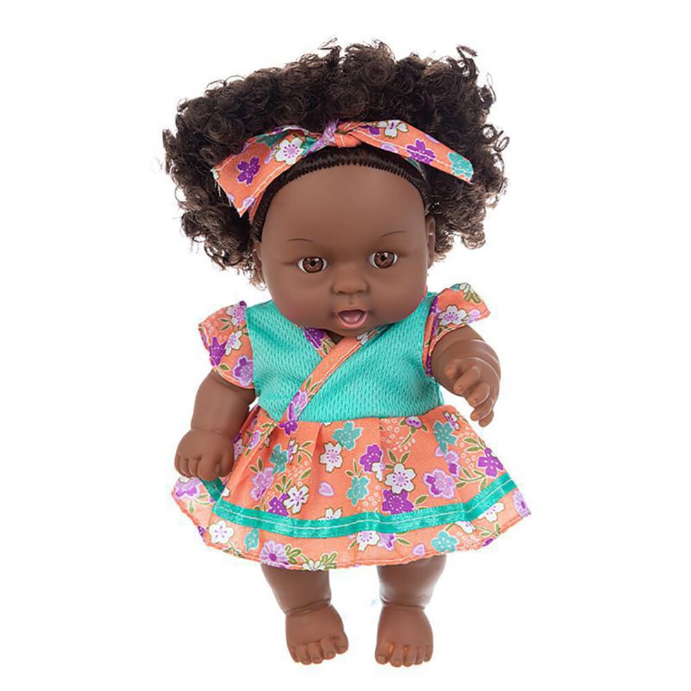 Asudaro Lifelike African American Reborn Baby Doll, Real Looking Baby Dolls for Girls,Washable Soft Body for 3 Years Old Girls,8in Black Baby Doll