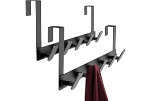 KEGII 2 Pack Foldable Over The Door Hooks, Over The Door Towel Rack, Door Hanger Hook for Hanging Towels, Clothes, Coats, Hats, Robes, Coat Hanger Door for Bathroom, Bedroom, Black