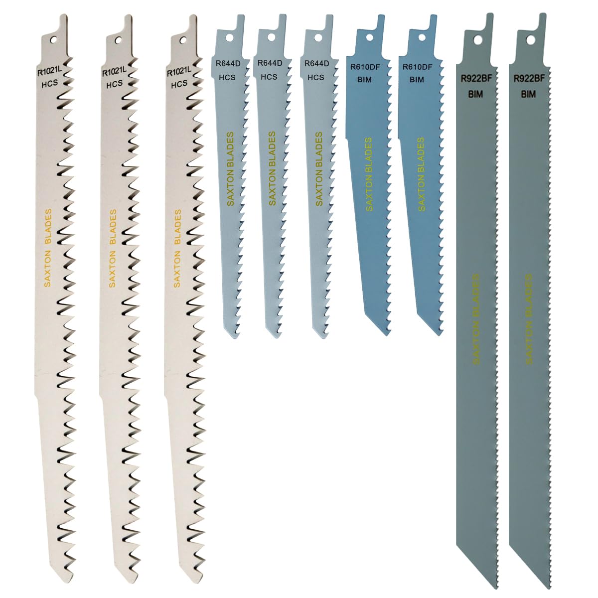 RPR10MXB Saxton 10 Blade Reciprocating Sabre Saw Combo Wood Metal & Demolition fits Bosch, Dewalt Makita