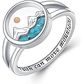 DAOCHONG Mustard Seed Ring Sterling Silver Mountains Ring Turquoise Christian Jewelry for Women Mustard Seed Inspirational Religious Jewelry