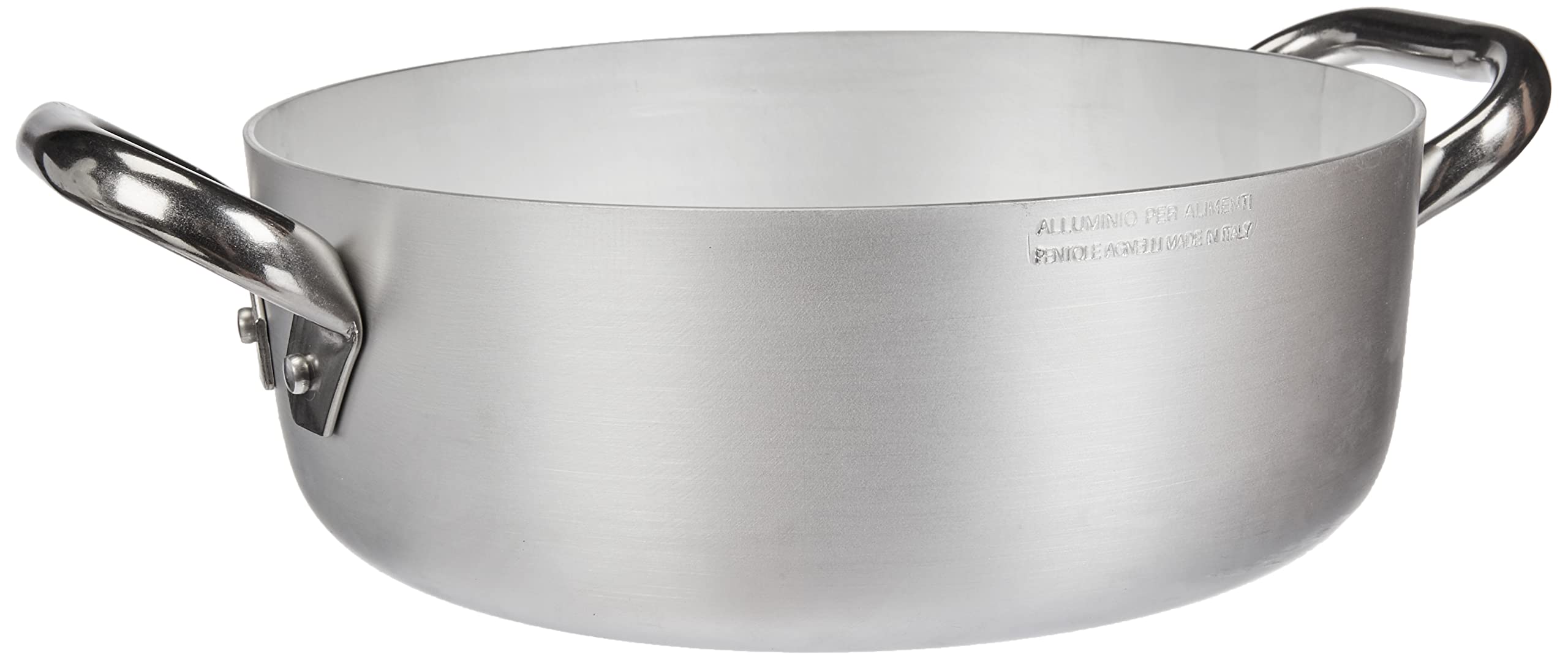 Pentole Agnelli ALMA10624 Professional Aluminum Pans 3 mm, Low Casserole with 2 Handles, 4.1 L