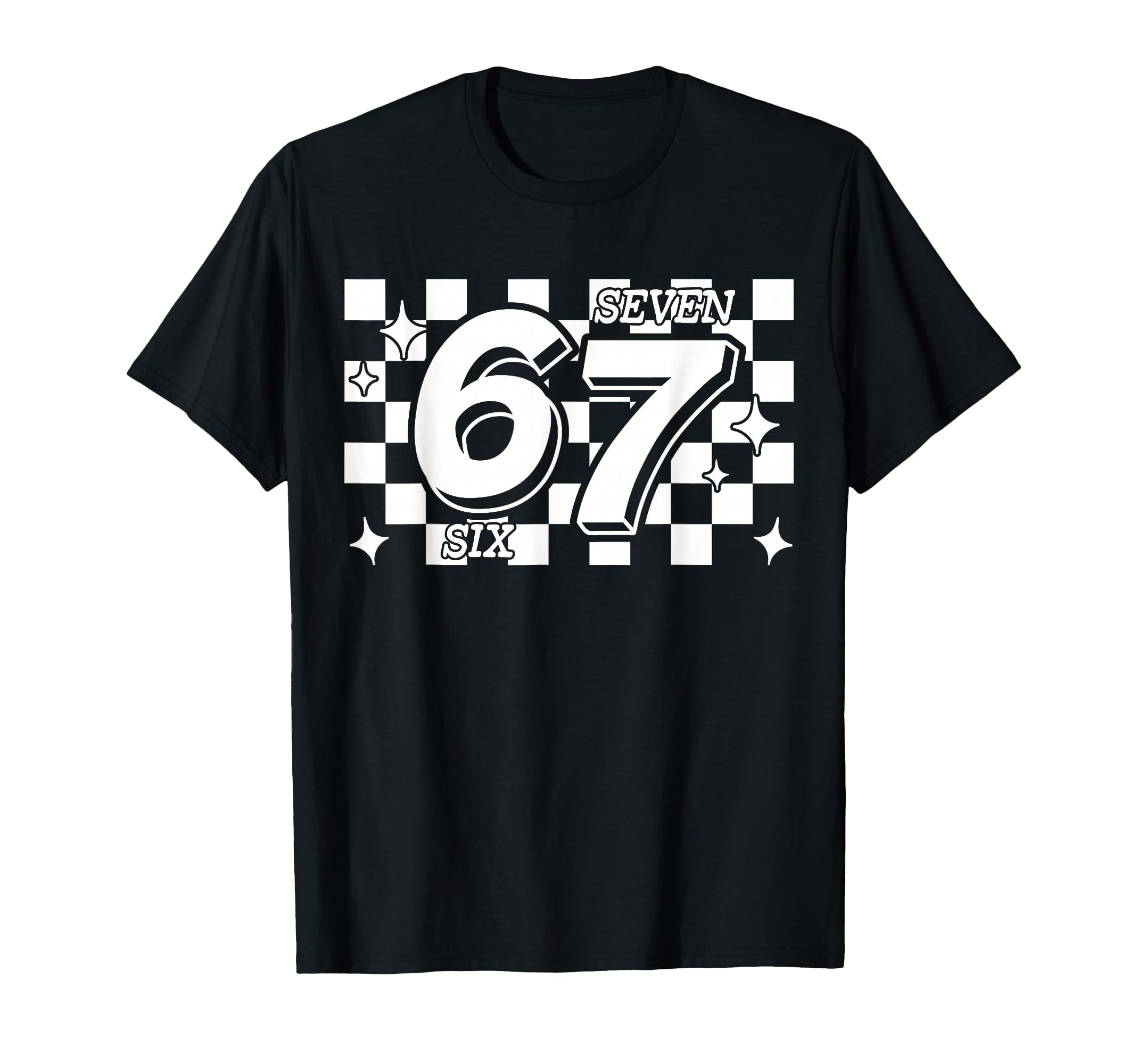 Photo 1 of ***STOCK IMAGE FOR REFERENCE***
**pink**
Checkered Six Seven 6 7 Meme Gen Alpha Slang T-Shirt size small