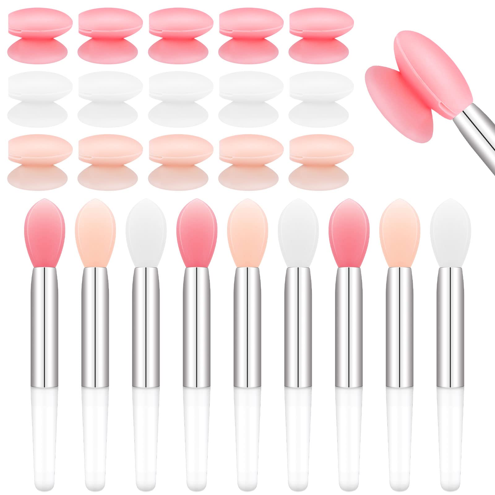 Photo 1 of Eaasty 30 Pcs Silicone Lip Brush with Cover Lipstick Applicator Brushes Silicone Lipstick Brush Reusable Lip Applicator Makeup Lip for Applying Cream or Eyeshadow, 3 Colors