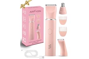AREYZIN Bikini Trimmer for Women Pubic Hair Trimmer Body Groomer Electric Razors Shavers for Pubic Arms Leg Hair Removal, with Extra Nose Trimmer Head,Rechargeable,IPX7 Waterproof,Pink