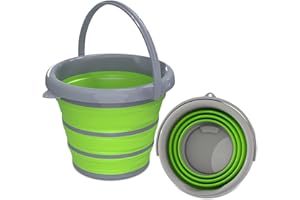 GOLDFOX Collapsible Bucket with Handle - 10L (2.6 Gallon) Portable Water Bucket for Car Wash Household Cleaning,for Outdoor Garden Camping Fishing Car Wash Space Saving- Green