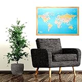 Bullseye Office - 2'x3' Magnetic World Travel Map With Pins, Includes 40 Magnetic Map Pins - Ideal Wall World Map for Travelers