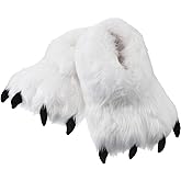 Winter Animal Paw Shoes Funny Fluffy Bear Slippers Plush Bear Shape Claw Non Slip Slippers Unisex Cute Costume House Shoes for Christmas Birthday Party Cosplay, Women 6.5-8.5, Men 6-7