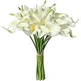 Mandy's 20pcs White Flowers Artificial Calla Lily Silk Flowers 13.4" for Home Kitchen & Wedding