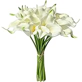 Mandy's PU White Calla Lily Artificial Flowers 20 Stems 13.5in Faux Realistic Centerpiece for Valentine's Day and Easter Decorations DIY Bridal Bouquet Home Décor