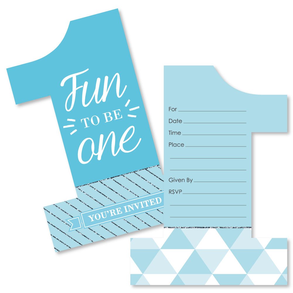 Set Of 12 Shaped Fill In Invitations 1st Birthday Boy Fun To Be One First Birthday Party Invitation Cards With Envelopes Home Kitchen Children S Party Supplies Hogaritaliano Cl