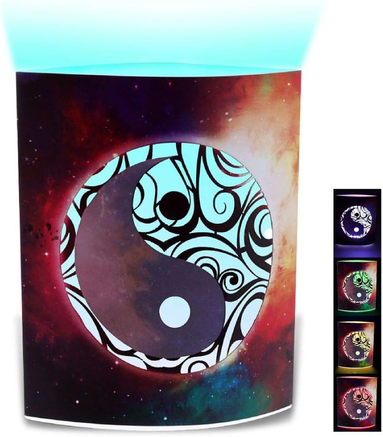 CoTa Global Color Changing LED Light Lantern Yin Yang Art Design Home Garden Décor 6.5 Inch Handcrafted Lamp Accent Bedroom Living Room Indoor Outdoor Portable Lanterns Party Lights Decoration