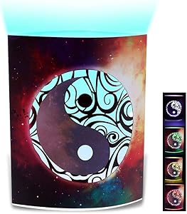 CoTa Global Color Changing LED Light Lantern Yin Yang Art Design Home Garden Décor 6.5 Inch Handcrafted Lamp Accent Bedroom Living Room Indoor Outdoor Portable Lanterns Party Lights Decoration