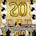 Gold 20th Birthday Party Decorations Supplies, Gold Foil Fringe Curtains Backdrop Props Champagne Bottle Wine Glass Balloons Decoration for Bachelorette Graduation Anniversary Ceremony