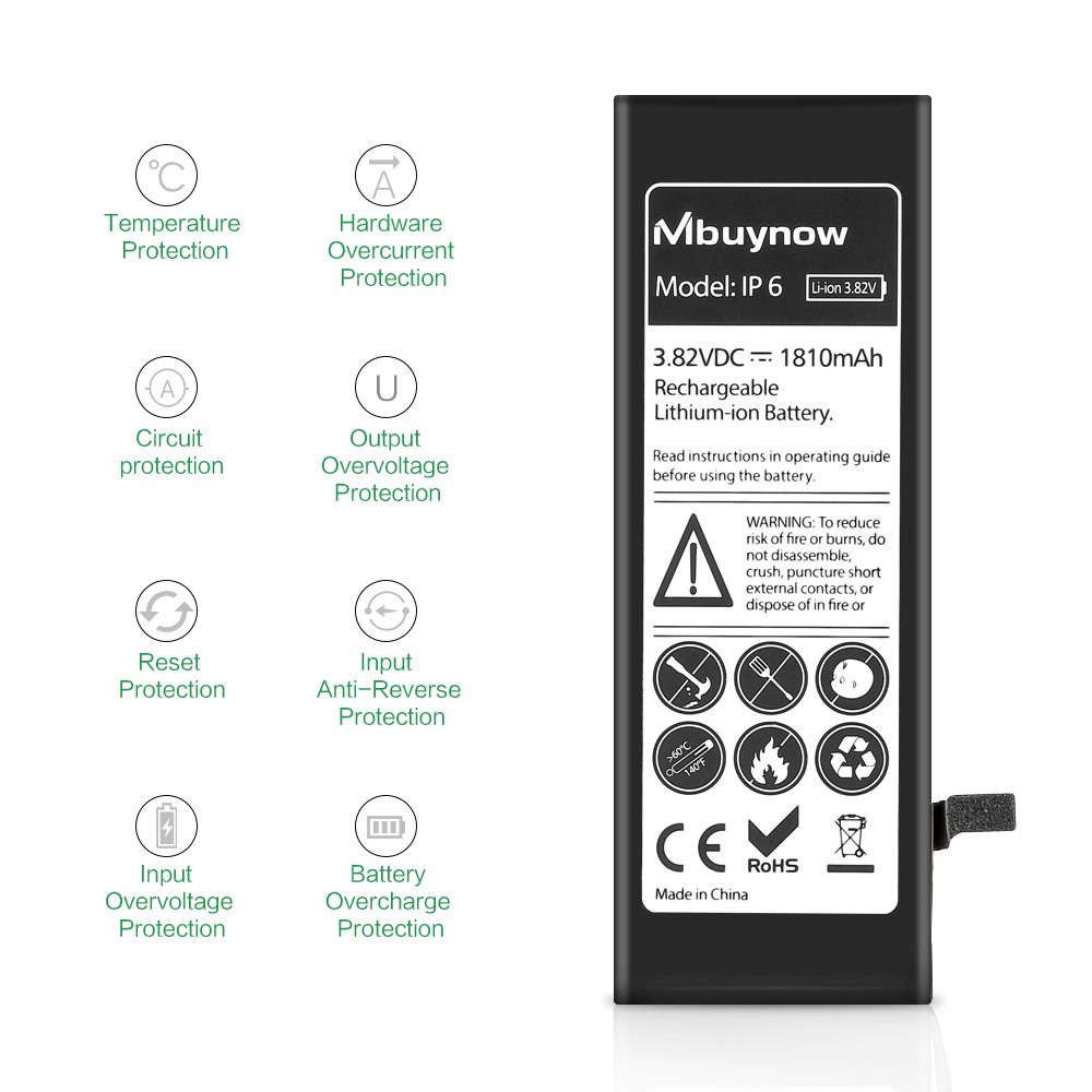 Mbuynow Batterie Interne 1810mAh en Lithium-ION Rechargeable de Remplacement avec Kit de Outils pour iPhone 6