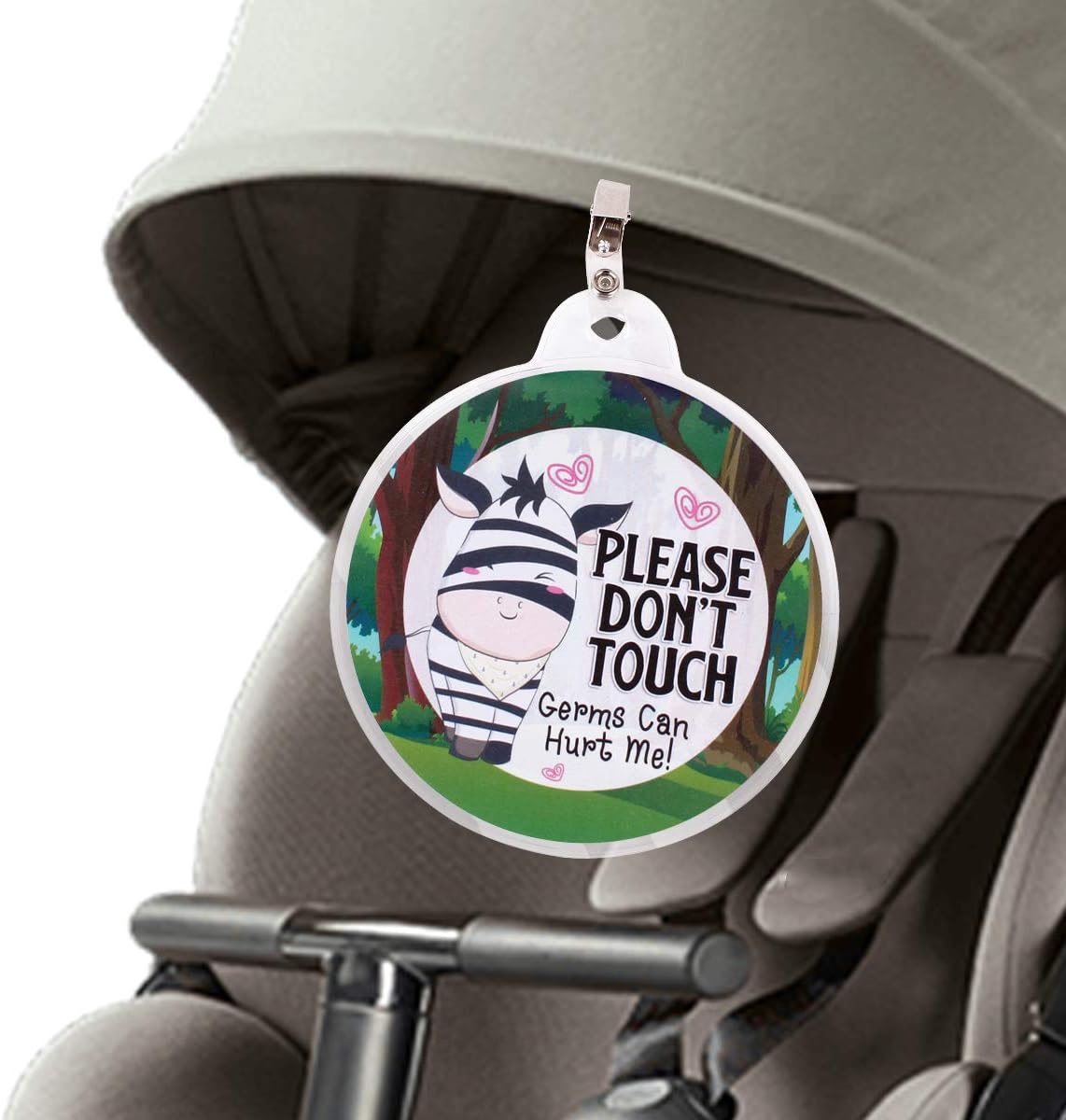 Haokaini - Baby Safety Sign, Baby Car Seat Tag,"Please Don't Touch" for Baby Newborn, Preemie Stroller Tag, Car Seat Sign Shower Gifts (Zebra)