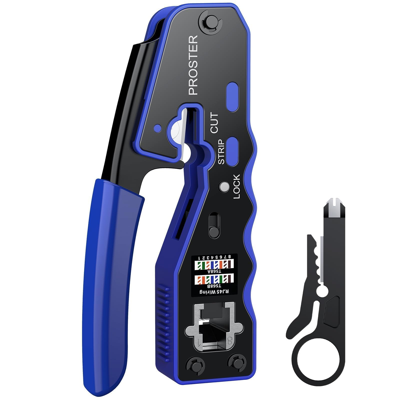 Photo 1 of Proster RJ45 Crimp Tool - 3 in 1 Ethernet Crimping Tool Pass Through Crimper for RJ45 Cat5/5e Cat6/6a Connector with Wire Stripper Crimping Tool - 8P8C