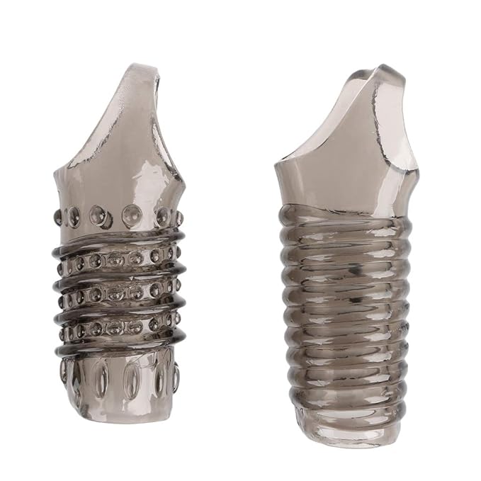 ECMQS 2 Stück Wiederverwendung Penis Sleeve Erweiterung Kondome Für Dildo Extender Thread Cock Ringe