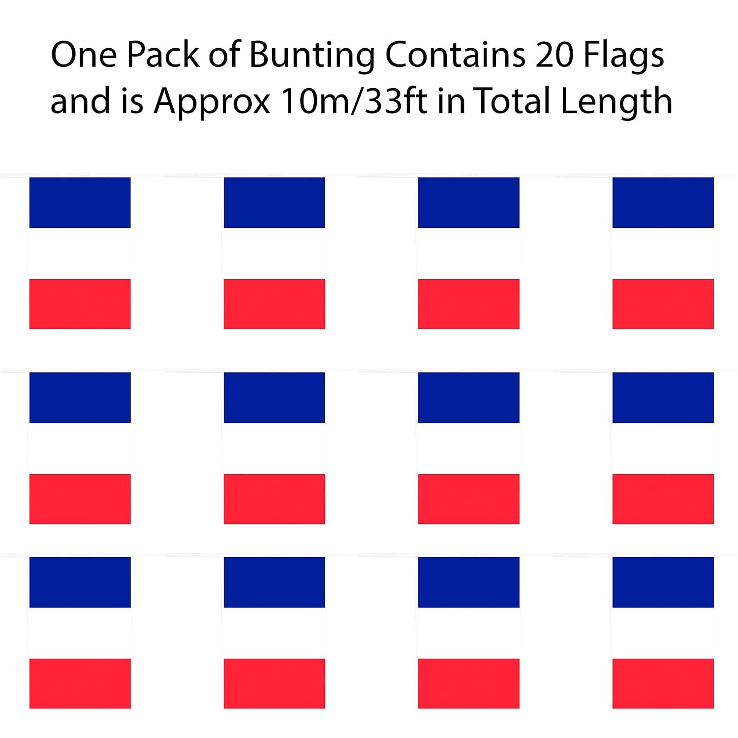 I LOVE FANCY DRESS French Flag Bunting, 10m 33ft, 20 Flag - Image 4
