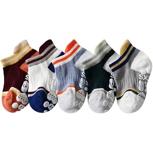 5 Pairs Baby Non Slip Grip Ankle Dot Socks Low Cut Floor Socks for Toddler Crawling Walking Newborn Boys Girls Gift