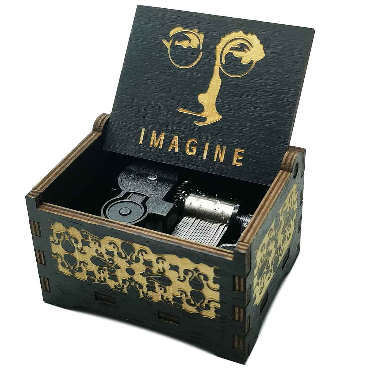 Imagine Music Box By John Winston Lennon-18 Note Mechanism Antique Carved Musical Box Best Gift For men Friends Play Imagine music