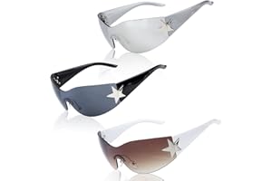3pcs Rimless Sunglasses y2k, Fashion frameless sunglasses Rimless Shield Wrap Sunglasses Rimless Sunglasses for Man and Women