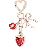 Donouzair Strawberry Cherry Keychain Bag Charms for Handbags, Strawberry Cherry Accessories for Women