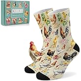 CHMKMF Funny Farm Animal Print Socks for Women Men Novelty Crew Socks Farm Animal Gifts