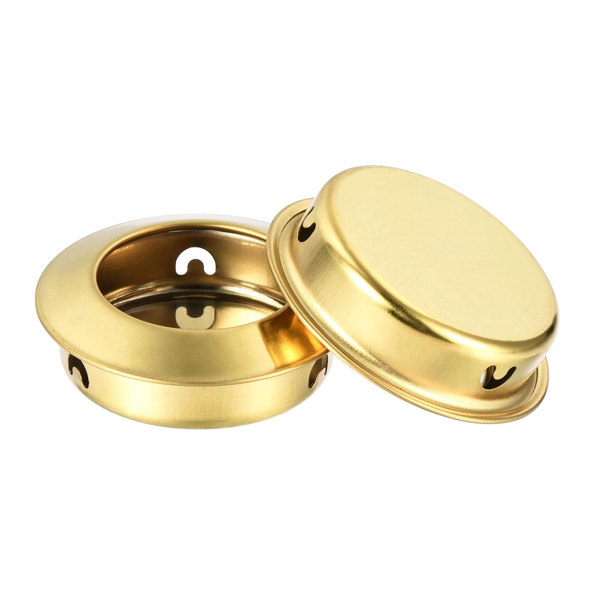 sourcing map Finger Flush Pull Handle, 6pcs 35mm/1.38" Hole Dia, Inclined Plane Drawer Door Pull, Golden