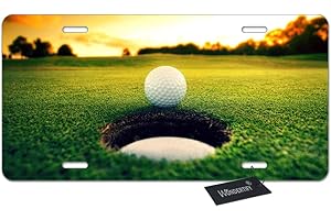 Wondertify License Plate Golf Ball Beside The Hole Sunset Scene Decorative Car Front License Plate,Vanity Tag,Metal Car Plate,Aluminum Novelty License Plate for Men/Women/Boy/Girls Car,6 X 12 Inch