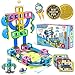 Hippococo Magnetic 3D Building Blocks with Marble Run Game: New Innovative STEM Educational Toy for Boys/Girls, Durable, Sturdy & Safe Construction Set, Promote Kids Creativity & Imagination (60 PCS)