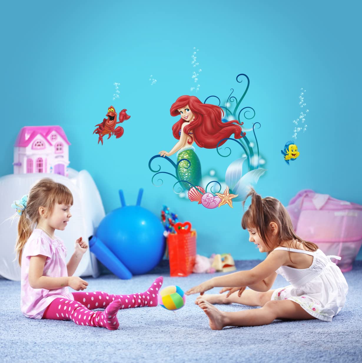 Disney Ariel Wall Sticker - Size 50 x 70 cm - Mermaid Princess Underwater World Children's Room Disney Wall Sticker
