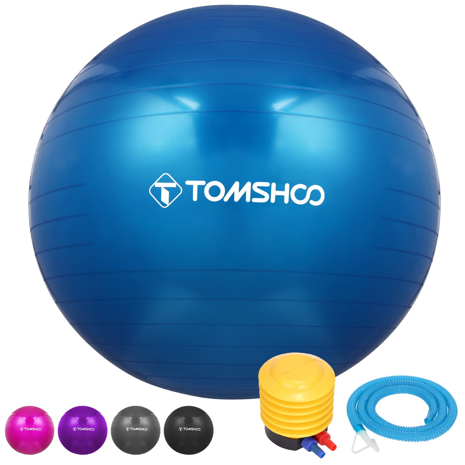 TOMSHOO Exercise Ball - Anti-Burst Gym Ball With Air Pump, Thickened for Fitness, Pilates, stability Balance - 45cm, 55cm, 65cm, 75cm (Blue)