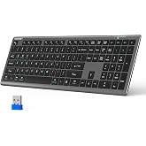 TECKNET Bluetooth Keyboard Rechargeable 4-Device (2.4G+BT) | Multi-device Free Switching, Ultra-Slim, Numeric Keypad, Quiet Full Size Wireless Keyboard for PC/Laptop/Smart TV/Phone