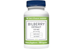 The Vitamin Shoppe Bilberry Extract 120MG, Antioxidant That Promotes Eye, Vision & Blood Circulation Health (120 Capsules)