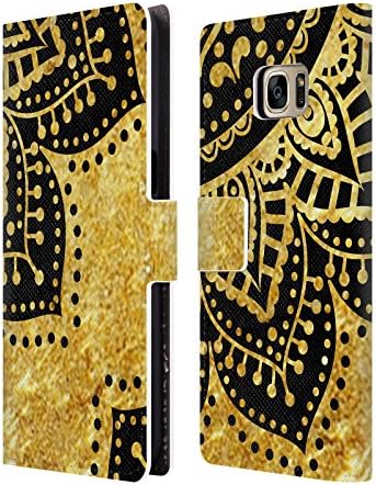 Official Haroulita Petals Black And Gold Leather Book Wallet Case Cover For Samsung Galaxy S7 edge