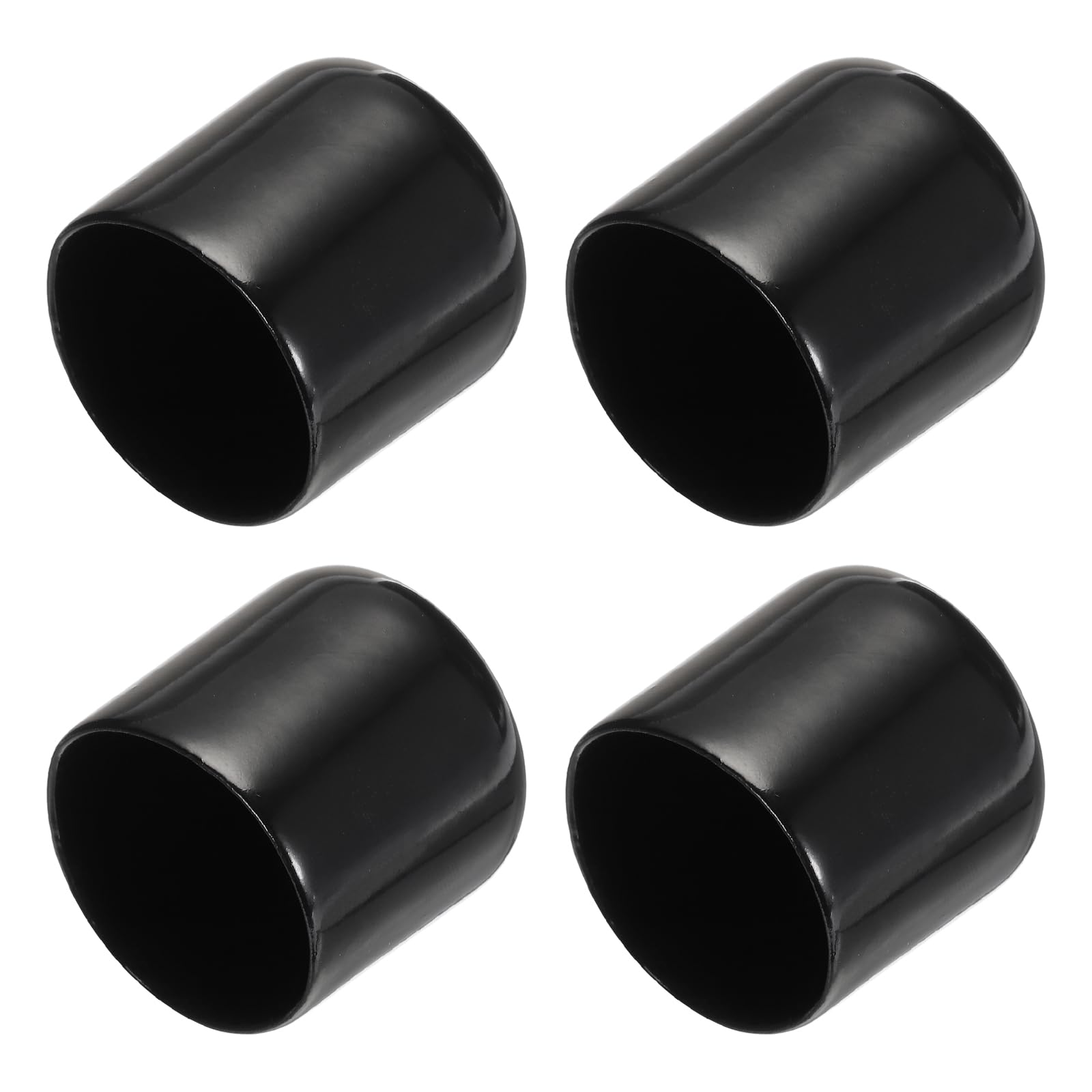 PATIKIL 32MM Vinyl Rubber End Caps, 4 Pack Flexible Bolt Screw Covers Caps Round Thread Protector Caps for Metal Tubing Rod Bolts, Black