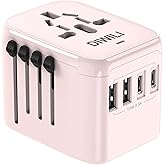 DIWILI Universal International Power Travel Plug Adapter, 5 in 1 European Travel Plug Adapter with 4 AC Outlets and 3A 4 USB 