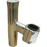 Brocraft Boat T-TOP Rod Holder / Clamp-On Rod Holder - Silver Aluminum - Vertical Mount - Fits 1" to 2" O.D. Pipe