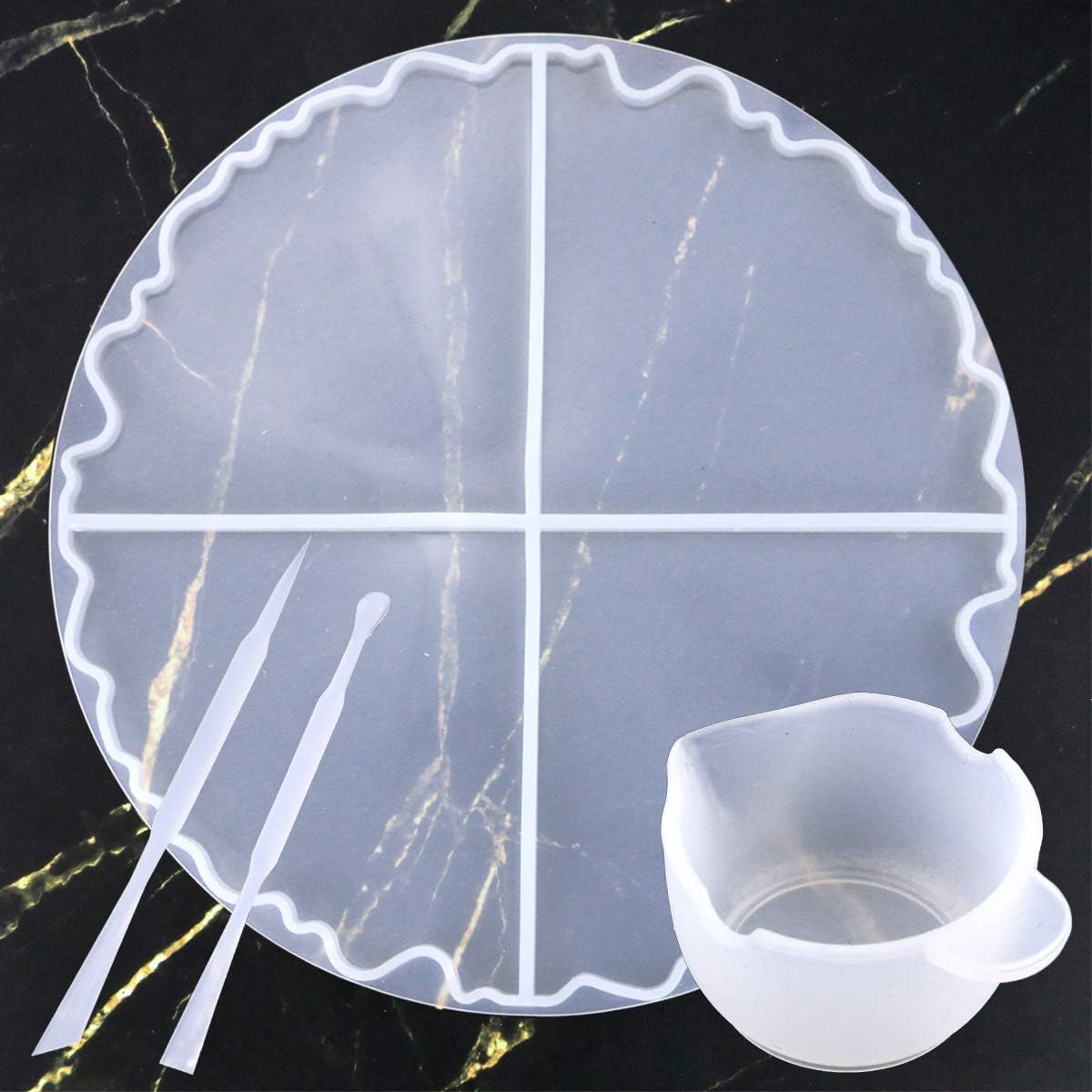Oopsu Large Coaster Resin Mold Set Puzzle Silicone Mold for Thick Casting Resin Mold for Coaster, Bowl Mat, Pendant