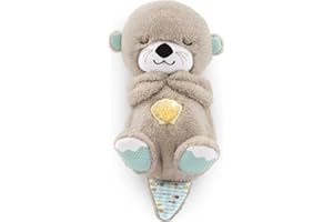 Fisher-Price Baby Toy Soothe 'n Snuggle Otter Portable Plush Sound Machine with Music Lights & Breathing Motion for Newborns 