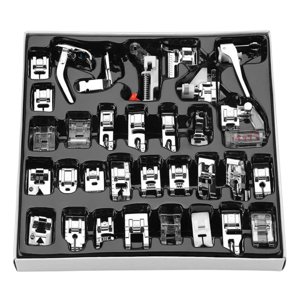 32Pcs Domestic Sewing Machine Presser Foot Feet Kit Set Fits for Brother, Baby Lock, Singer, Elna, Toyota, New Home, Simplicity, Janome, Kenmore Sewing Machine