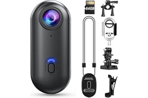 Queather POV Pro 4K Wearable Thumb Camera, Rideview POV Camera with Spring Clip, Portable Mini Body Cam for Vlogging, Helmet Cam for Motorcycle Cycling Travel Pet Walking Sports