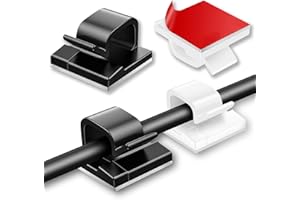 SUOUNDEY 100 Pcs Cable Clips, Adhesive Cable Organizer Cord Holder Wire Clip Wire Management Self Adhesive Hooks Wire Holder for Office, Home (Black and White)