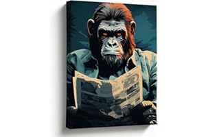 8x10 Inches Gorilla Canvas Wall Art, Pop Art Style Oil Painting, Quirky Animal Decor for Home Office Man Cave