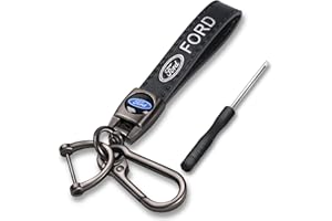 Vicsamer Car Keychain, Genuine Leather Key Chain Accessories for Fo rd Fusion F150 F250 F350 F450 F550 Edge Explorer Mustang F151, Auto Keychains Key Ring Business Christmas Gift