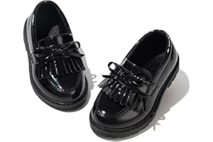 KIDSUN Toddler Boy’s Girl’s Dress Shoes Comfort Lace-Up Oxford School Uniform Shoes Loafer Flats (Toddler/Little Kid) E-Black